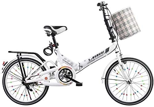 Folding Bike : Bicycle Commuting style Outdoor Folding bicycle Compact City Bike students Bicycle Lightweight Bike Shopper Bicycle lovely bike adult Adjustable (Color : White)