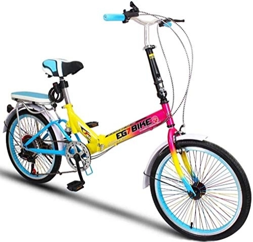 Folding Bike : Bicycle Foldable Bikes Folding Bicycle Ultra Light Portable Mini Small Wheel Speed Shock Absorption (20 Inch / 16 Inch) (Color : 3, Size : 16in)