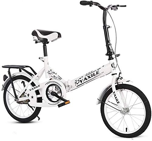 Folding Bike : Bicycle Folding Bicycle Compact City Bike Students Bicycle Lightweight Bike Adult Road Bike 20 Inch (Color : White)