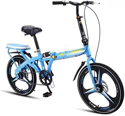 Folding Bike : Bicycle Folding Bicycle Ultra Light Bicycle Portable Bicycle Variable Speed Shock Absorption Small Wheel 20 Inch Students (Color : Blue)