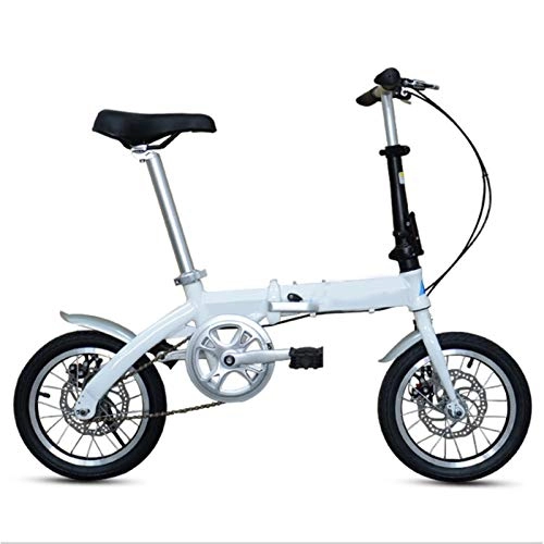 Folding Bike : Bicycle Folding Bike for Adults Men And Women, 14 Inches Wheels Single Speed Lightweight Cycling Student Girls Boys Kids Urban Commuter Ladies, Rear Carry Rack, White, 14 Inch