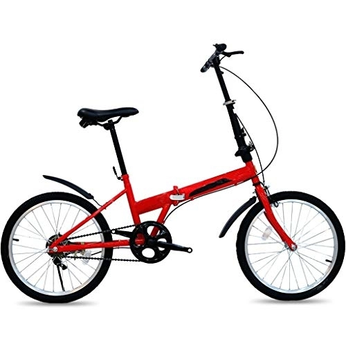 Folding Bike : Bicycle Folding Bike Portable Folding Bike Bicycle Adult Students Ultra-Light Portable Man And Woman City Riding(20 Inches) Men's bicycle (Color : Red)