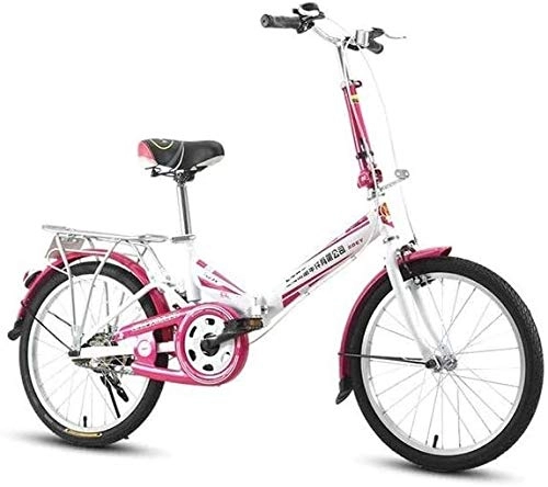 Folding Bike : Bicycle Folding Bike Road Adults Folding Mini Ultralight Bicycle Shopper Bicycle Students Bike 20 Inch (Color : Pink 1)