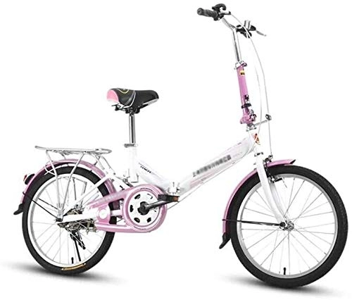 Folding Bike : Bicycle Folding Bike Road Adults Folding Mini Ultralight Bicycle Shopper Bicycle Students Bike 20 Inch (Color : Pink 2)