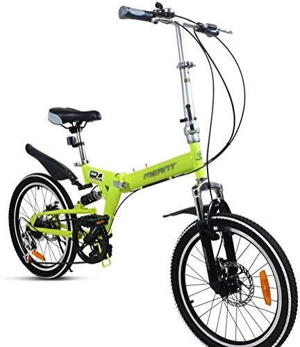 Folding Bike : Bicycle Folding Bike Variable Speed ​​Mountain Bike For Adult For Kids Road Bike For Students Pedal Bicycles for Men And Women (Color : Green, Size : 20inch)