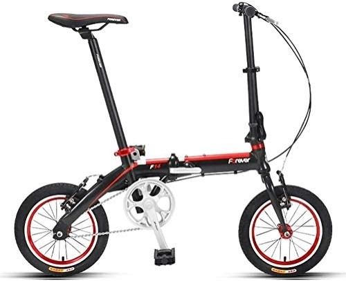 Folding Bike : Bicycle Mini Folding Bike, Adults 14" Single Speed Foldable Bicycle, Junior School Students Light Weight Folding Bike, Lightweight Portable (Color : Black)