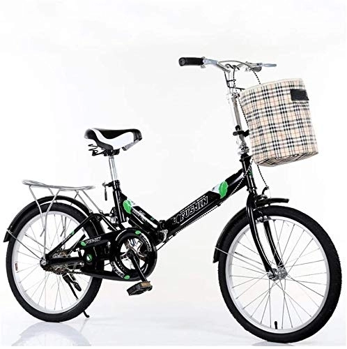Folding Bike : Bicycle New Folding Male And Female Bicycle 20 Inch Shock Absorption Students Lightweight Ultra Light Bicycle (Color : Black)
