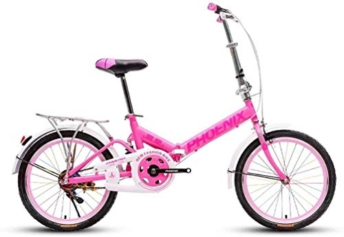 Folding Bike : Bicycle Outdoor Folding Bicycle Compact City Bike Manned Bicycle Shock-absorbing Students Bike Lightweight Commuting Bike Shopper Bicycle (Color : Pink)