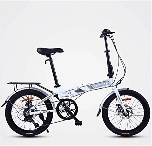 Folding Bike : Bicycle Women Folding Bike, 20 Inch 7 Speed Adults Foldable Bicycle Commuter, Light Weight Folding Bikes, High-carbon Steel Frame, Pink Three Spokes (Color : White)