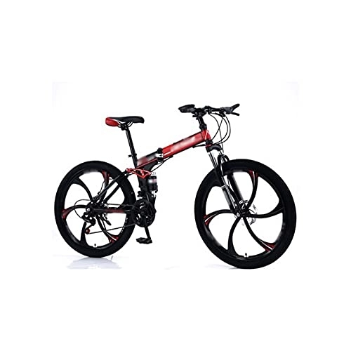 Folding Bike : Bicycles for Adults Bicycle, Mountain Bike 27-Speed Dual-Shock Integrated Wheel Folding Mountain Bike Bicycle Bicycle, Sports and Entertainment (Color : Red, Size : 21)