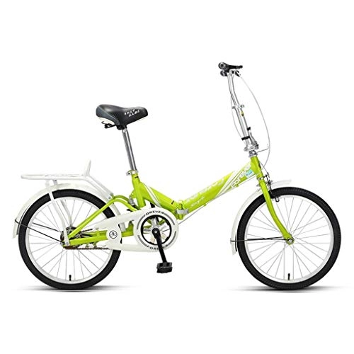 Folding Bike : Bicycles Household Bicycle Adult Student Bicycle Travel Bicycle Adult Children Mountain Bike Foldable Bicycle 20 Inch Bicycle (Color: Green, Size: 20inch)