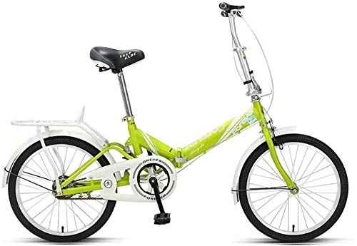 Folding Bike : Bicycles Household Bicycle Adult Student Bicycle Travel Bicycle Adult Children Mountain Bike Foldable Bicycle 20 Inch Bicycle (Color : Green, Size : 20inch)