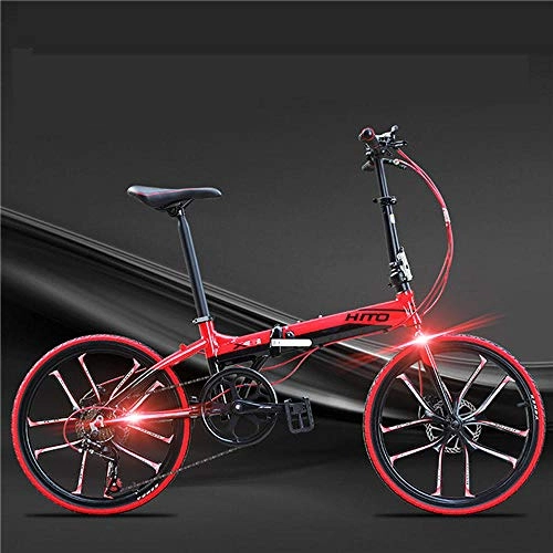 Folding Bike : Bike Bike Mountain Bikes Exercise Bike for Home Bike Male and Female Bicycles Aluminum Alloy 20 / 22 inch Frame 6 Speed Folding Bike Outdoor BMX Disc Brake Lady Children bicycle-22 inch Black red