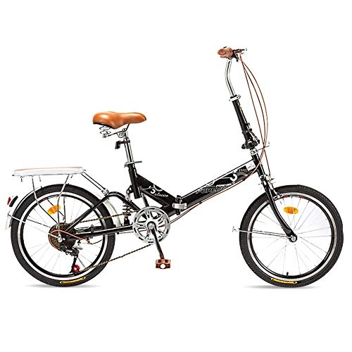 Folding Bike : Bikes Folding MM 20-inch Adult Bicycle, High Carbon Steel Frame And Non-slip Rubber Tires, City Road, Easy To Assemble, 3 Colors (Color : Black)