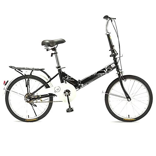 Folding Bike : Bikes Folding MM Black City bicycle For Adults, High Carbon Steel Frame And Non-slip Rubber Tires, Light Weight, 20 Inches