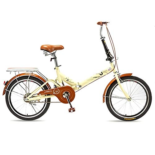 Folding Bike : Bikes Folding MM Small Foldable, 20 Inches, Adult Urban Road Bicycle, High Carbon Steel Frame And Anti-skid Tires, Easy To Assemble, 3 Colors (Color : Yellow)