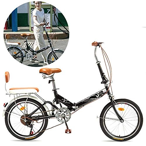 Folding Bike : Bikes Folding MM Small Folding, Adult Urban Road Bicycle, Easy To Assemble, Non-slip Rubber Tires And High Carbon Steel Frame, 20 Inches, 3 Colors (Color : Black)