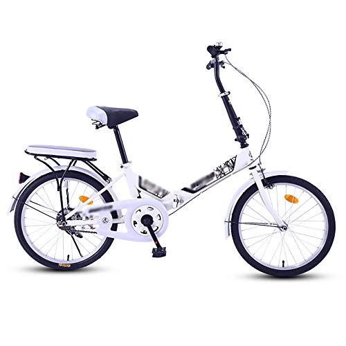 Folding Bike : Bikes HAIZHEN -Adult Folding Portable Youth Bicycle ， 20inch Single Speed City Compact (Color:White)