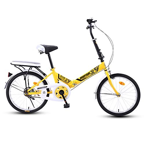 Folding Bike : Bikes HAIZHEN -Adult Folding Portable Youth Bicycle ， 20inch Single Speed City Compact (Color:Yellow)