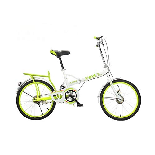 Folding Bike : BIKESJN 20 Inch Folding Bicycle Adult Ultra Light Portable Small Kid Students Commuter Style Mountain Bike City Bike Shopper Bicycle Shock-absorbing Bicycle (Color : Green)