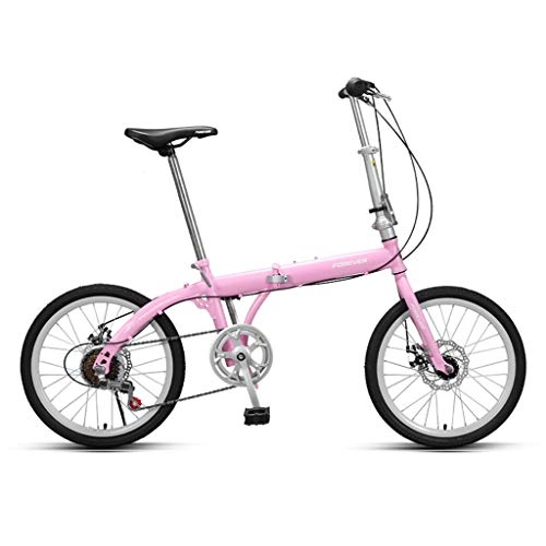 Folding Bike : BIKESJN 20 Inch Folding Bicycle Road Bike Bicycle Kids Bicycle Shock-absorbing Variable Speed Bike Adult City Bike Students Mini Bike Shopper Bicycle Bike (Color : Pink)