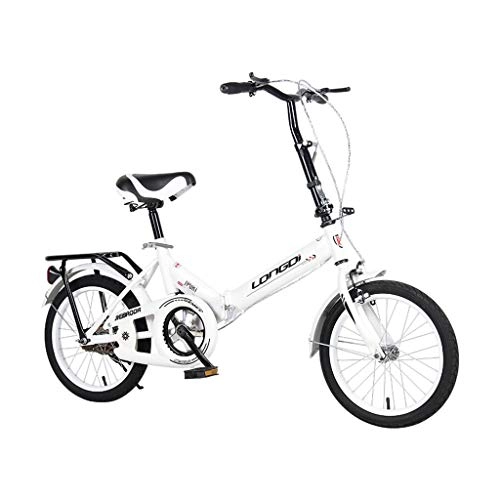 Folding Bike : BIKESJN Bicycle Folding Bike for Adult Bicycle Student Bicycle Ultralight Carbon Steel 16 Inch Kids Bicycle ( Color : White )