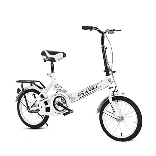 Folding Bike : BIKESJN Bike Folding Bike City Bike Lightweight Bike City Foldable Bike 20 Inch Adult Kids and Students ( Color : White )