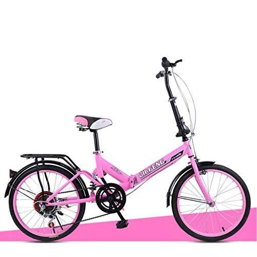 Folding Bike : BIKESJN Folding Bicycle Road Bike Adult Male and Female Student Bicycle City Bike ( Color : Pink )