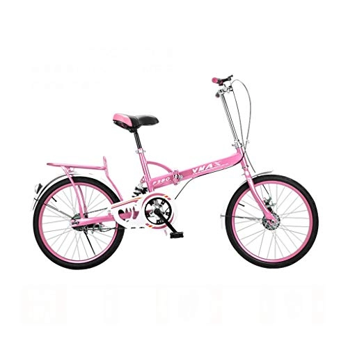 Folding Bike : BIKESJN New Folding bicycle 20 inch Folding bike for adult shock absorption Ultralight Compact Bicycle Kid bike student bicycle (Color : Pink)