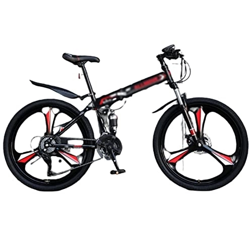 Folding Bike : CASEGO Cross-country Mountain Bike Double Disc Brake Shock Absorption System Comfortable Cushion Foldable Variable Speed Bike (C 26inch)