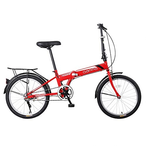 Folding Bike : CCVL Folding Bicycle Adult Children Ultra Light Travel Mini Portable Bike Suitable For Riding In The City, Red, Single speed