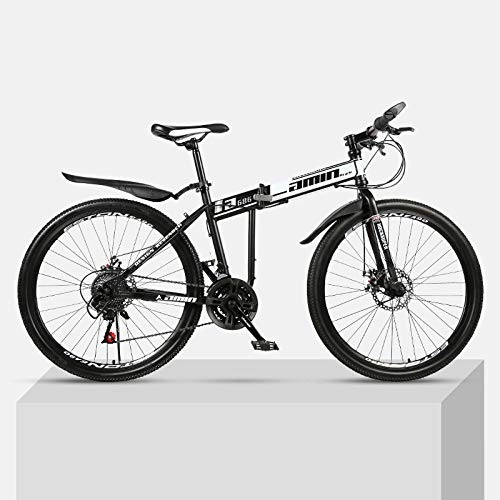 Folding Bike : Chengke Yipin Mountain bike 26 inch foldable high carbon steel frame double disc brakes unisex student mountain bike-black_24 speed