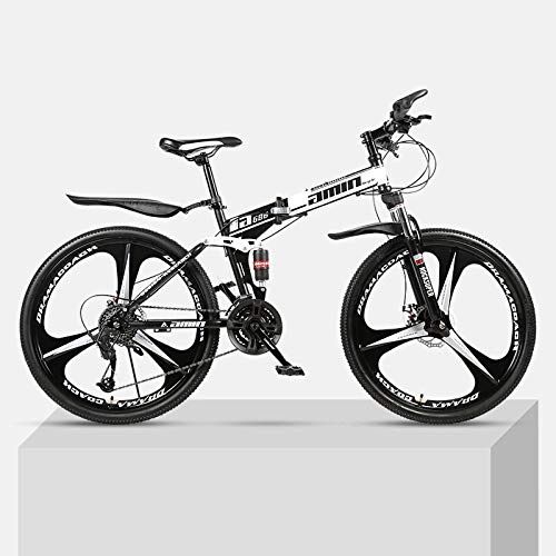 Folding Bike : Chengke Yipin Outdoor mountain bike 24 inch one wheel foldable high carbon steel frame double shock absorption male and female students mountain biking-black_21 speed