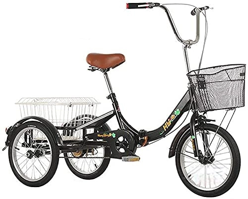 Folding Bike : Comfort Three-Wheeled Bicycles for Seniors Adult Folding Tricycles 1 Speed Adult Trikes 16 / 20 Inch 3 Wheel Bikes with Low Step-Through Foldable Tricycle with Basket Family