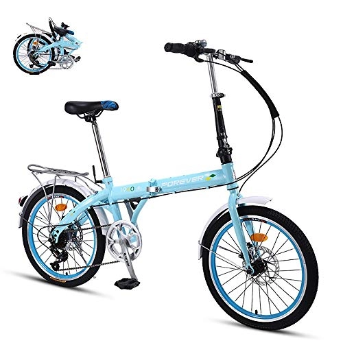 Folding Bike : Compact Folding Bike, 20 Inch Wheel, Double Disc Brake, Lightweight Folding Bicycle with Galvanized Hanger Great for City Riding and Commuting for Student Men and Women