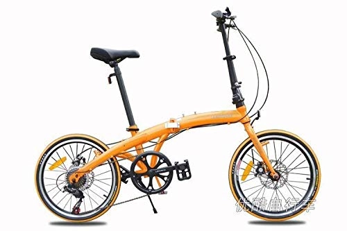 Folding Bike : Convenient Bicycle Mountain Bike 20" inch Folding Bike Road Bike Double Disc Brakes Folding Mtb Snow Beach Bicycle (Color : Yellow, Size : 20 inches)