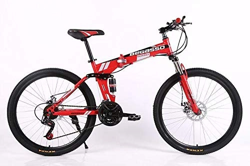 Folding Bike : Convenient Foldable Ultra-Lightweight Mountain Bike 4-Variable Speeds Dual Brake Folding Bicycle For Student Man And Women Adult Bike (Color : Red, Size : 30)