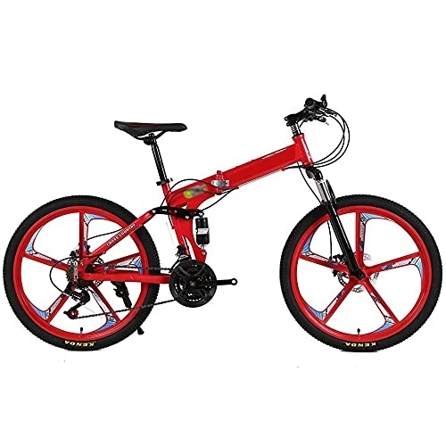 Folding Bike : COUYY 24 / 26 inch mountain bike folding bike dual-disc brakes full suspension non-slip cross-country speed racing for men and women, 27speed, 26 inches