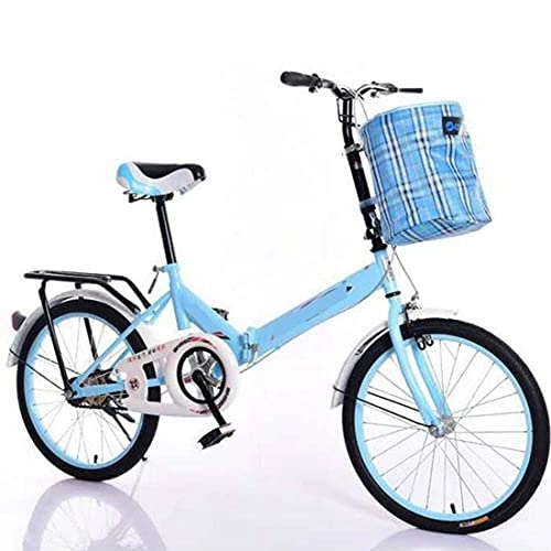 Folding Bike : COUYY Bicycle 20 inch folding bicycle adult men's and women's ultra-light portable shock-absorbing student car gift bicycle, Blue