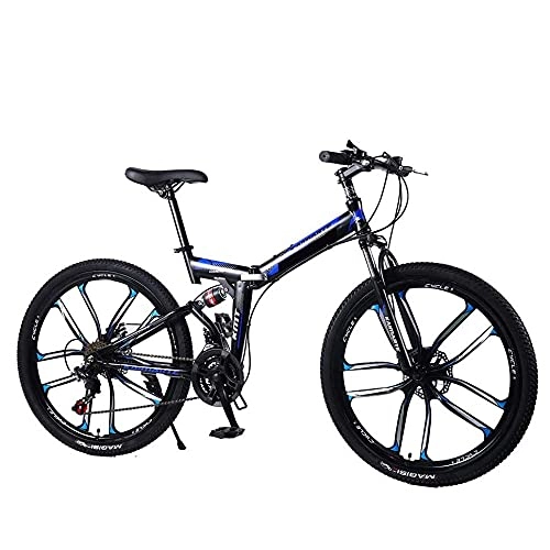 Folding Bike : COUYY Folding Mountain Bike, 21 / 24 / 27Speed Durable Dual Suspension high-carbon steel thickened frame Great for City Riding and Commuting, 27speed, 24 inches