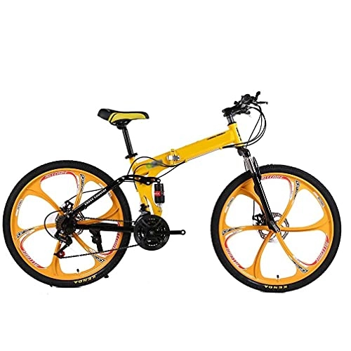 Folding Bike : COUYY Mountain Bike 6 Spoke Wheels Dual Suspension Folding Bike 21 / 24 / 27 Speed MTB Adults Men and Women Universal, 27speed, 26 inches