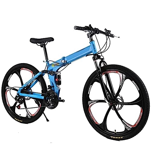 Folding Bike : COUYY Variable Speed Folding Mountain Bike Student Sports Bicycle Shock Absorption Kid Bike Boys & Girls Double Disc 24 / 26Inch, 21 speed, 24 inches