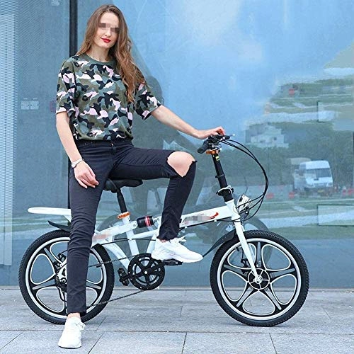 Folding Bike : CXY-JOEL Folding Bicycle Adult Children Ultra Light Aluminum Alloy Mini Portable Variable Speed Bike Suitable for Traveling in The Wild City Folding Bikes for Adults (Color : Black), White