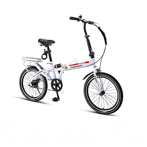 Folding Bike : CYSHAKE Bike Folding Bicycle Portable Bicycle Shifting Shock Absorption Small Wheel Ultralight City Bike Bicycle Commuting Adult Student Bicycle20 Inch Comfort Bikes (Color : White)