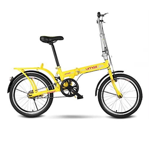 Folding Bike : CYSHAKE Folding Bicycle Female Adult Variable Speed Shocking Bicycle Student men and women Portable Bicycle 20 Inch Comfort Bikes (Color : Yellow)