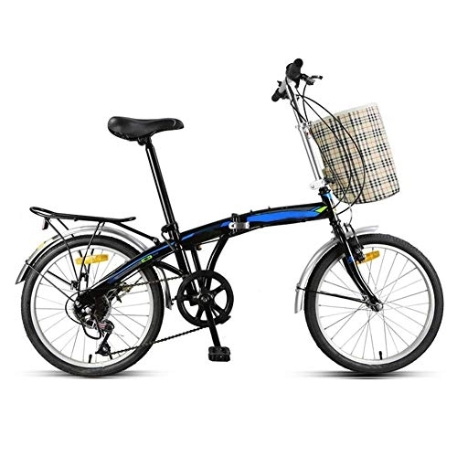 Folding Bike : D&XQX 20-Inch Folding Speed Bicycle, Student Folding Bike Small Work Portable for Men And Women Folding Speed Bicycle Damping Bicycle, Black