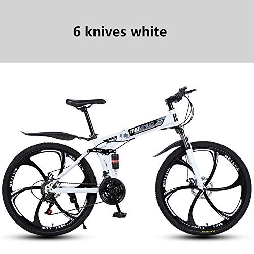 Folding Bike : Dafang Mountain bike folding foldable mountain bike 26 inch adult bicycle 21 24 27 speed student bicycle bicycle-Six knives white_24