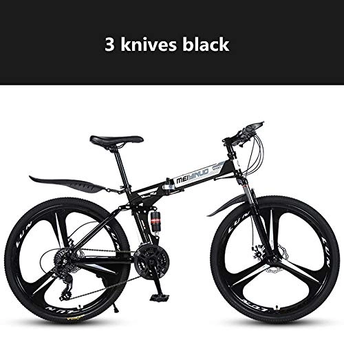 Folding Bike : Dafang Mountain bike folding foldable mountain bike 26 inch adult bicycle 21 24 27 speed student bicycle bicycle-Three knives black_24