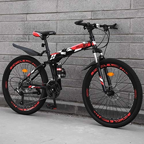Folding Bike : DERTHWER foldable bicycle 24 Inch Mountain Bike Foldable Variable Speed Dual Shock Absorber System Women And Men Outdoor Sports City Commuter Bike (Color : B)