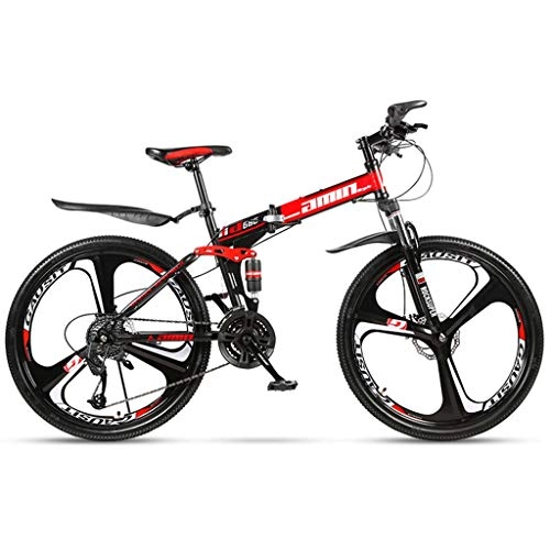 Folding Bike : DERTHWER foldable bicycle Outdoor Sports Bike 26 Inch Variable Speed Mountain Bike Folding Bicycle Dual Shock Absorption System For Women And Men (Color : Red)